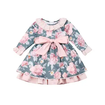 1-6Y Precej Malčka Otroci Baby Dekle Cvetlični Tutu Princesa Obleko Stranka Poročne Obleke Jeseni Obleko Za Dekle