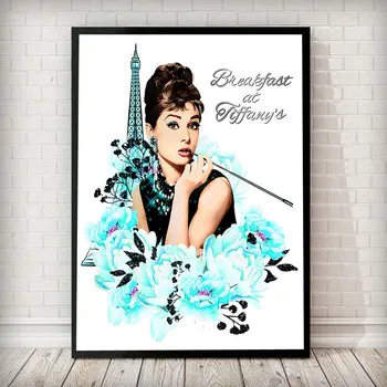 Znameniti Zvezda Plakatov in Fotografij z Audrey Hepburn žvečilni Gumi-Paris Moda Wall Art Plakat Sodobne Umetnosti Stenske Slike Ženska Doma Dekor