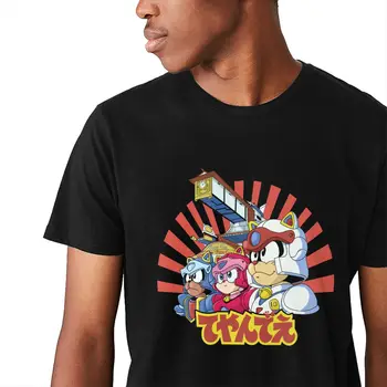 Anime Samurai Pizza Mačke Homme Majica s kratkimi rokavi Moški Super Čistega Bombaža Tee Shirt O-vratu