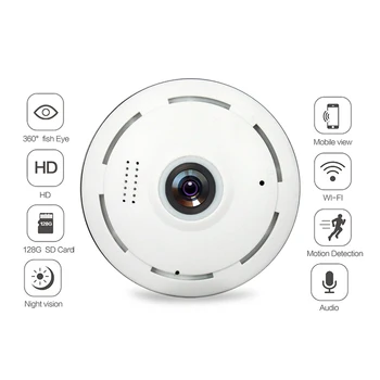 WIFI Kamera 360-Stopinjski Panoramski Fisheye 960P HD MINI Brezžična IP Kamere Zaprtih Home Security Kamera Baby Monitor