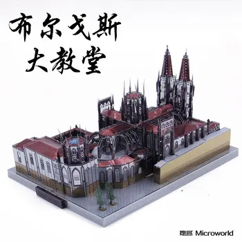 Microworld 3D Kovinski Puzzle Burgos Lasersko Rezanje Sestavljanke Model Učenja Igrače Katedrala Model DIY 3D za Otroke, Odrasle Darilo