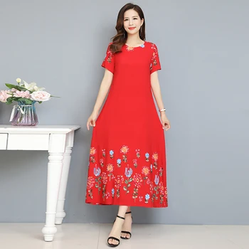ženske dolgo poletno obleko 2020 prevelik kratek rokav o vratu cvjetnim tiskanja elegantno gleženj dolžina priložnostne obleke vestido de mujer
