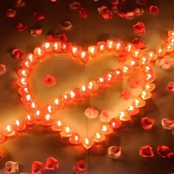 50Pcs/box Ljubezen Srce Tealight Sveče Brezdimni Sveča Valentine Predlog Darilo