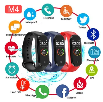 Športna Zapestnica za Moške in Ženske Nepremočljiva Smart Barvni Zaslon M4 Watch Srčnega utripa, Spremljanje Zdravja Tracker Smartband