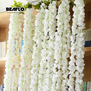 140 cm Umetno Cvetje Trte Doma Poročni Vrt Dekoracijo Bela Ponaredek Cvetje Rattan Niz Festival Visi Svile cvet