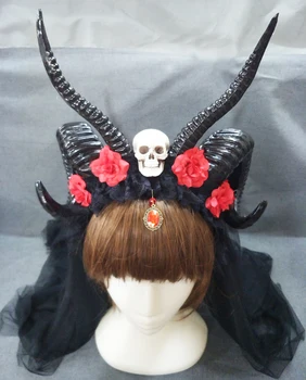 Steampunk Antler naglavni del Cosplay Prop Pokrivala Rog Glavo Hairband Gothic Lobanje Rose Rogovi Headweare za Fotografijo
