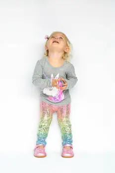 2020 Baby Dekleta Mavrica Sequins Otroci Hlače, Pisane Dolge Hlače Elastična Skinny Hlače Gradient Dnu Nove Priložnostne Na Prostem
