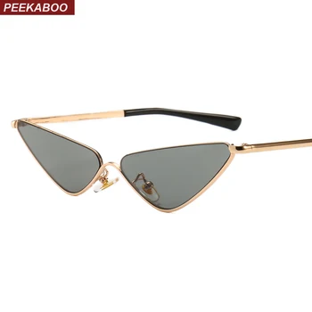 Peekaboo jasno objektiv ozko sončna očala ženske mačka oči luksuzne blagovne znamke oblikovalec UV400 seksi sončna očala za ženske modni 2019 kovin