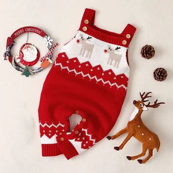 Baby Božič Oblačila Novorojenčka Fantje Dekleta Jumpsuits Novo Leto je Kostum Otroci severnih Jelenov, igralne obleke, Pletene Malčka Dojenčka Kombinezon