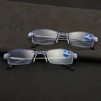 Brez okvirjev anti modra svetloba očala za moške in ženske računalniške očala, moška očala kvadratnih poslovni moške nerd ravno očala
