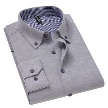 2021 Nove Jesensko Vzoren Stil za Moške Priložnostne Long Sleeve Majica Poslovna Moda Slim Fit Majica blagovne Znamke Moški