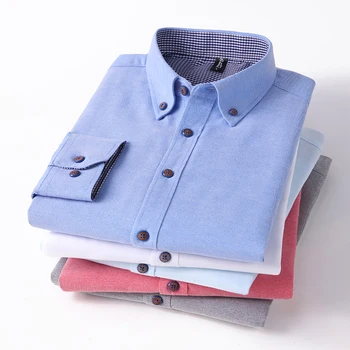 2021 Nove Jesensko Vzoren Stil za Moške Priložnostne Long Sleeve Majica Poslovna Moda Slim Fit Majica blagovne Znamke Moški