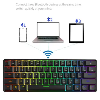 2020 RGB Osvetljen Bluetooth 5.0 Brezžični Dvojni Način Mehansko Tipkovnico,Prenosni Kompaktni Nepremočljiva Mini Iger na srečo 61 Gateron Tipke