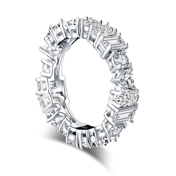 ANZIW Luksuzni 925 Sterling Srebrni Pas Obroči Ženske Angažiranosti Simulirani Diamond Srebrna Poroka Poročni Polno Večnost Obroči
