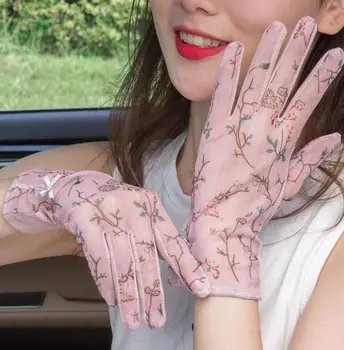 Žensk pomlad poletje prosojne čipke rokavice ženske Uv zaščito dihanje zaslon na dotik za zaščito pred soncem vožnje rokavice R1493