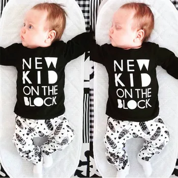 2020 Jeseni slog Baby Boy Oblačila Vrhnja Oblačila za Malčke Dolgo rokavi T-shirt+Creative Hlače Newborn Baby Dekle Oblačila Sklop