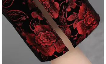 Ženske Letnik Seksi Cheongsam Obleko 2021 Pomlad Ženski Priložnostne O-vratu Ovratnik Cvjetnim Tiskanja Dolg Rokav Luksuzni Slim Stranke Obleke