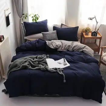 Klasična barva posteljnina nabor posteljno perilo, rjuhe kritje določa stanja, visoke kakovosti mehko pillowcases kralj kraljica sivo modra, roza, rdeča