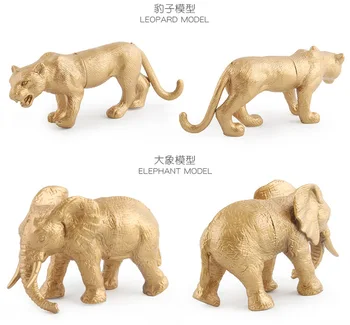 7pcs/set Zlati Safari Živali Slika Zbirateljske Igrače Divje Živali Spoznavanja figuric Otroci Plastični Model Igrače
