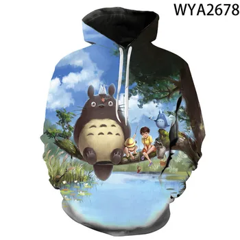 Spomladi In Jeseni Totoro Jopice s Kapuco 3D Tiskanih Fant Dekle Otroci Modna Jakna Moški Ženske Otroci Ulične Hoody Plašč