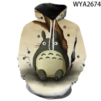 Spomladi In Jeseni Totoro Jopice s Kapuco 3D Tiskanih Fant Dekle Otroci Modna Jakna Moški Ženske Otroci Ulične Hoody Plašč