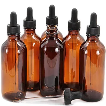 6pcs 4 Oz Prazno 120ml Amber Steklenice s stekleno oko kapalko pipete za eterično olje arganovega olja laboratorijske kemikalije, izdajanje