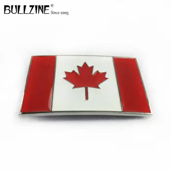 V Bullzine Debelo Kanada zastavo sponko pasu s srebrom konča FP-01551 s 4 cm širina zanke