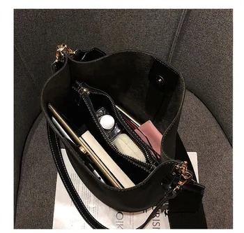 Blagovno znamko design luksuzni ženske vedro PU torba enotni ramenski velike zmogljivosti messenger širokopasovnih ženska barva torbici