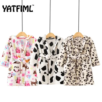 YATFIML 2017New Mehko otroških Oblačilih za 2-6Yrs Baby Otroci Pižame Fantje Dekleta Risanka Sleepwear kopalni Plašči Otroci Hooded Baby Oblačilih