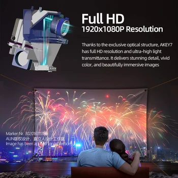 2020 AUN Full HD Projektor AKEY7. 1920x1080P Beamer. 4K 1080P Vedio LED Projektor za HDMI. TV X96Q Android 10 Domači Kino