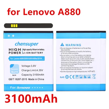 Chensuper BL219 3100mAh Uporaba Baterije za Lenovo A880 S856 A889 A890e S810t A850+ A916 Baterije
