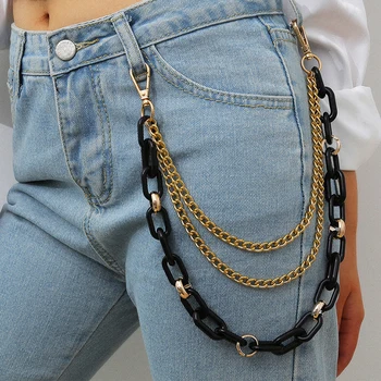 Jeans verige pasu pasu akril ključnih verige, pasovi za ženske tassel zlato kovinsko moda 2020 cinturon mujer punk neon ketting riem