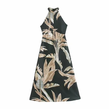 ženske poletne povodcem obleko 2019 moda za ženske letnik palmovih listov boho obleke stranka dekleta elegantno cvjetnim tiskanja žensko obleko