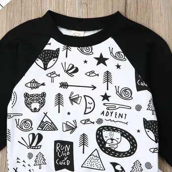 Moda Malčka Otroci Baby Fantje, Oblačila Set Print Dolg Rokav T-shirt majica+Hlače Trenirka 2Pcs Obleke Otrok Fantje Jesenski Oblačila