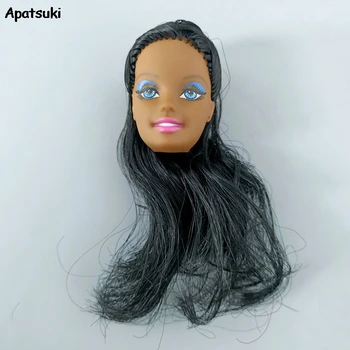 1pcs Plastičnih Make Up Doll Glavo s Črno Lasuljo Las za 1:6 BJD Lutka Glave za 11.5