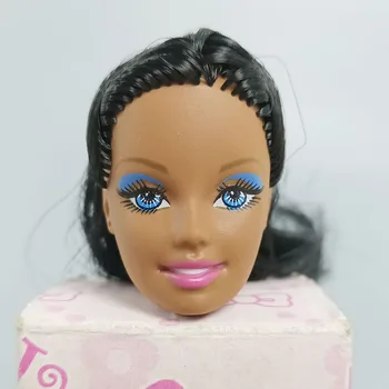 1pcs Plastičnih Make Up Doll Glavo s Črno Lasuljo Las za 1:6 BJD Lutka Glave za 11.5