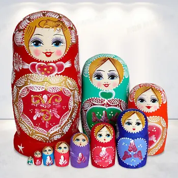 10 Kos/SET Lesenih ruskih Gnezdenje Lutke Rusija Tradicionalnih Matryoshka Lutke Rojstni dan Božično Darilo Igrače za Dekleta