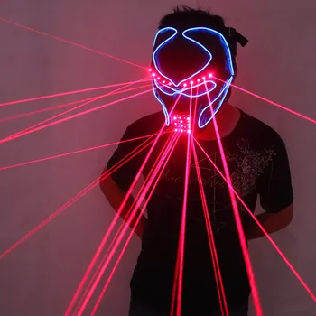 Rdeč Laser Masko Svetlobni Light Up Laserman Kažejo, Pustne Maske, Za Lasersko Fazi Kažejo, Plesalka DJ Pokrivala