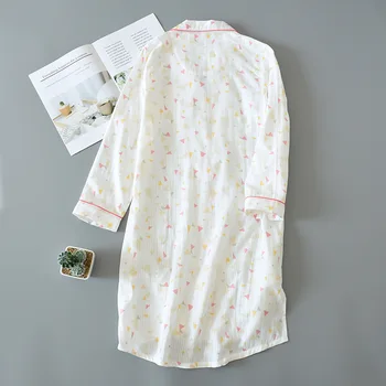 Ženski Bombažne Gaze Spanja Majica Nightdress Priložnostne Kimono Obleke Pomlad Poletje Novo Nightgown Srčkan Kopalni Plašč Intimno Perilo