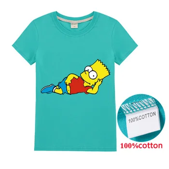 2020 Otroci T-Shirt Kratek Rokav Pomlad Poletje Bombaž Otroci Tee Risanka The Simpsons Dekleta T Shirt 2-15Years Otroci Oblačila