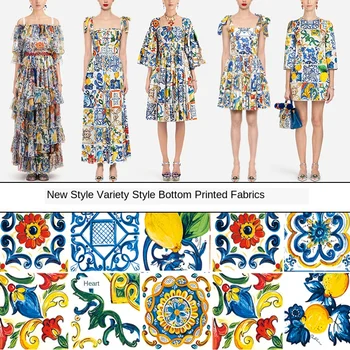 Nove modre in bele porcelanaste limone vzorec ročno DIY različnih stilov znanja krpo digitalni tisk moda materialov