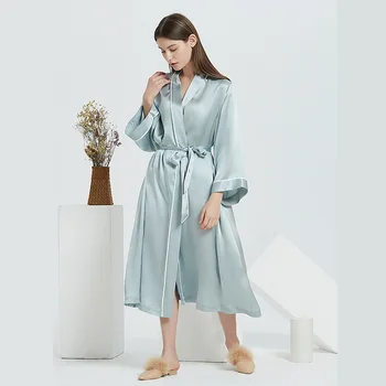 SuyaDream Naravna svila Ženske Dolge Plašče Saten Svila Obavijen Zdravo Sleepwear 2021 Pomlad Jesen Domov Nosi Kimono