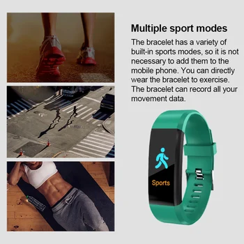 115Plus Pametna Zapestnica Bluetooth Šport Pametno Gledati Srčnega utripa Dejavnosti Fitnes Tracker Smart Manžeta