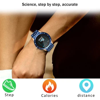 2020New Jekleno Modra pametno gledati Reloj Inteligente IP67 GPS za Android, iPhone, pametne ure moški ženske Srčni utrip Fitnes tracker+box