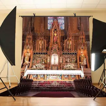 7x5ft Krščanske Cerkve Fotografija Ozadje Lesenih Stolov Ozadje Poroko Ljubimec Portret Kulise Studio Rekviziti