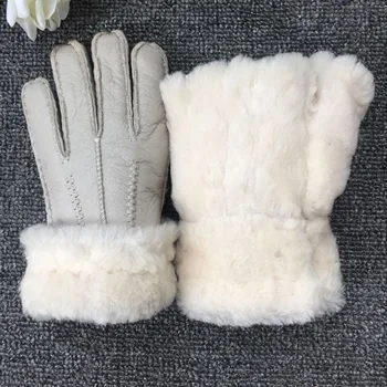 2021 ovčje kože pozimi rokavice za ženske, moške Pravi kašmir Krzno Tople Rokavice Ženske Polno Prst Pravega Usnja mitten rokavice