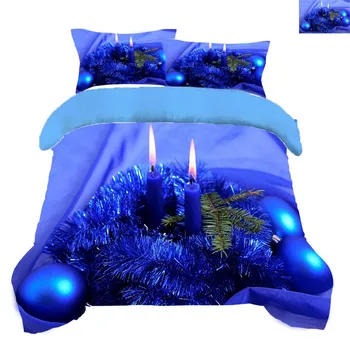 Doma Otrok Zdrav 3D Posteljnina Nabor Modra Barva Obloge Rjuhe Kritje Posteljo Stanja Pillowcases Božično drevo in sneg jelen