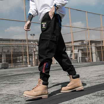 Kul Človek Jogger Prikrivanje Strani Žepi Svoboden Stil za Moške Sweatpants Moda 2019 High Street Priložnostne Hlače Moški Ulične Hlače