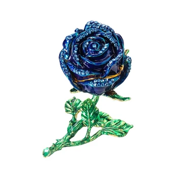 Ustvarjalne Zlitine Rose Cvet Nakit Škatla za Shranjevanje Umetno Diamantni Prstani Uhani Primeru A2UA