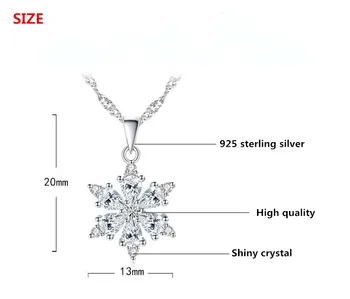 925 sterling silver fashion sijoče kristalno snežinka ženske'pendant ogrlice ženske, nakit vode-val verige ne zbledi